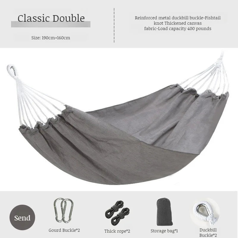 Hamac à Barre en Toile de Coton Épaisse, 1 ou 2 Places, 190 cm, Beige, Gris ou Marron, vue 10