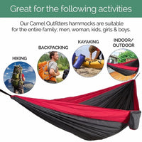 Hamac de Camping 2 Places en Nylon de Parachute, 270 x 140 cm, Rouge ou Bleu Roi, vue 3