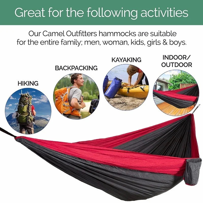 Hamac de Camping 2 Places en Nylon de Parachute, 270 x 140 cm, Rouge ou Bleu Roi, vue 3