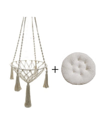 Hamac pour Chat Suspendu en Macramé de Coton Tressé Main, 40 cm, Coussin Rond en Option, vue 7