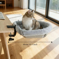 Hamac pour Chat de Table à Pince, Assise Creuse en Peluche Grise à Housse Zippée, 44 x 46 cm, vue 6