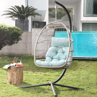 Fauteuil Suspendu Œuf Pliable Tressé avec Pied en C, 6 Modèles, vue 3