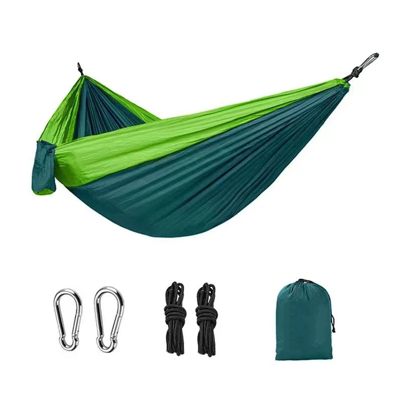 Hamac de Camping 2 Places en Nylon Parachute 210T, Vert Bicolore, 270 x 140 cm, vue 6