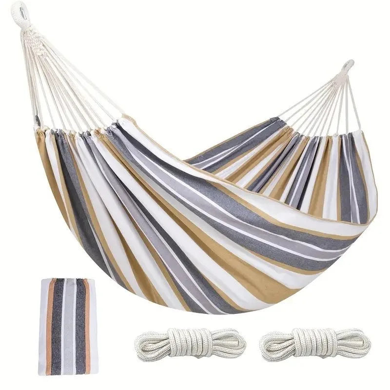 Hamac 1 Place en Toile Rayée pour Jardin et Camping, 260 x 80 ou 260 x 100 cm, vue 9