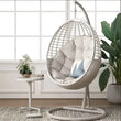 Fauteuil Suspendu Œuf en Résine Tressée Blanc Cassé avec Pied Métal, 195 cm
