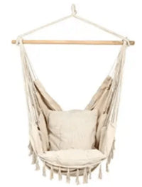 Chaise Hamac Suspendue en Coton et Lin, Barre en Bois, 2 Coussins, vue 9