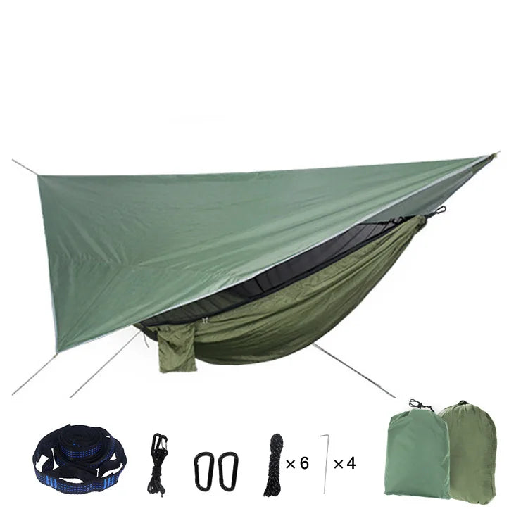 Hamac de Camping avec Moustiquaire et Bâche en Nylon Parachute, 290 x 140 cm, 1 Place, vue 7