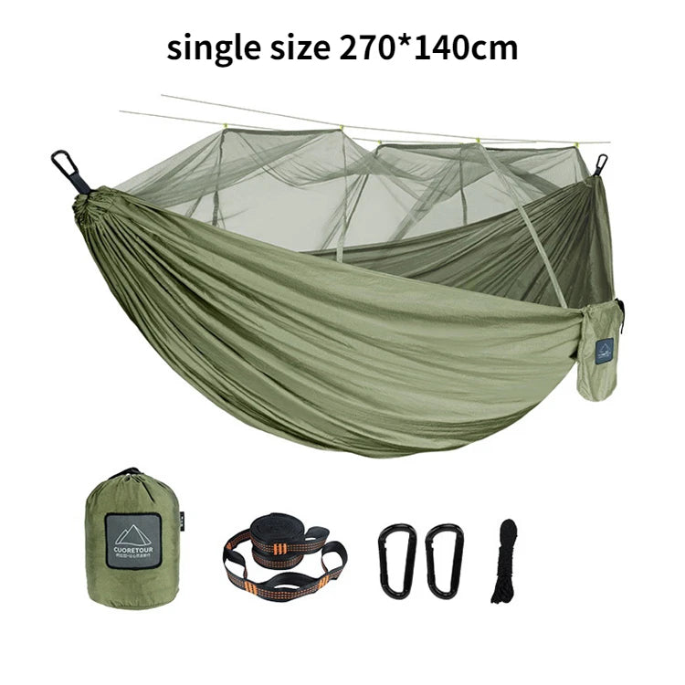 Hamac de Camping avec Moustiquaire en Nylon, 1 ou 2 Places, Sangles, vue 13
