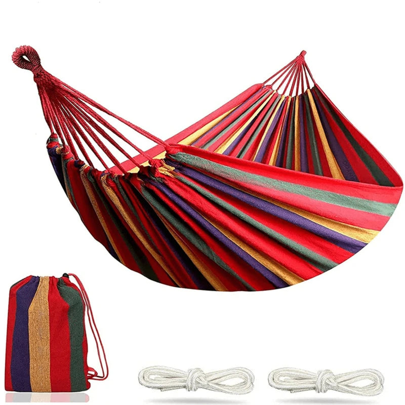 Hamac Rayé 1 Place en Coton, 260 x 80 cm, Sac Inclus