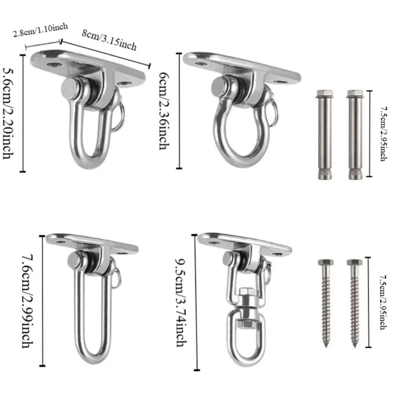 Platine de Suspension Pivotante Inox 304 pour Hamac et Chaise Suspendue, vue 6