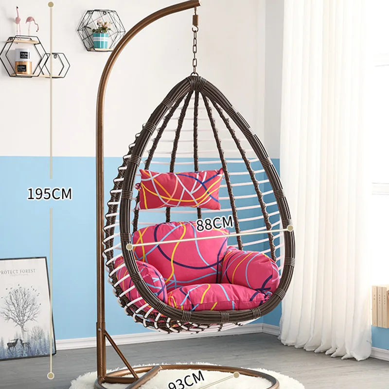 Fauteuil Suspendu Œuf en Résine Tressée avec Pied en Arc, 6 Coloris, vue 7