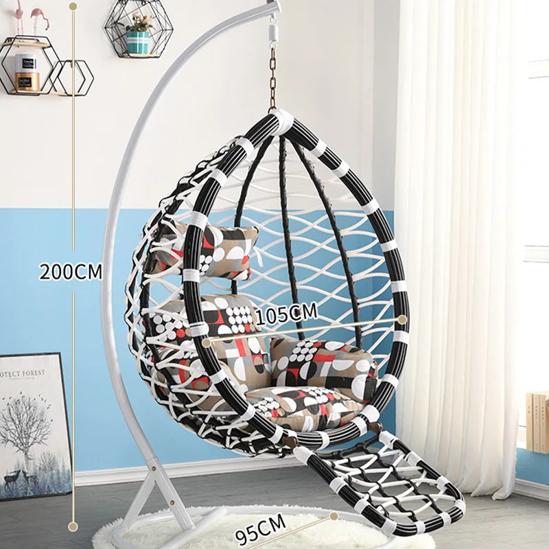 Fauteuil Suspendu Œuf en Résine Tressée avec Pied en Arc, 6 Coloris, vue 10