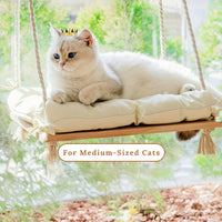 Hamac pour Chat Fenêtre en Bois et Cordes, Coussin Amovible, 45 x 35 cm, vue 3