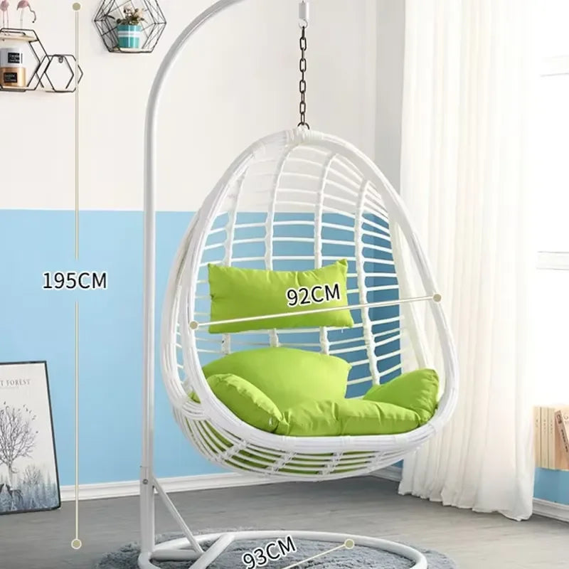 Fauteuil Suspendu Œuf en Résine Tressée avec Pied en Arc, 6 Coloris, vue 5