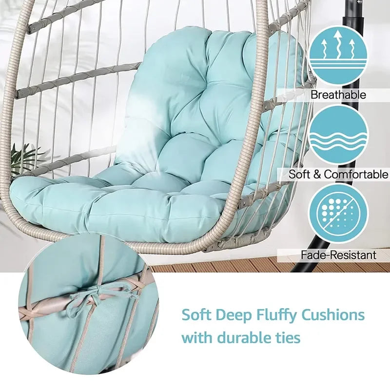 Fauteuil Suspendu Œuf Pliable Tressé avec Pied en C, 6 Modèles, vue 6