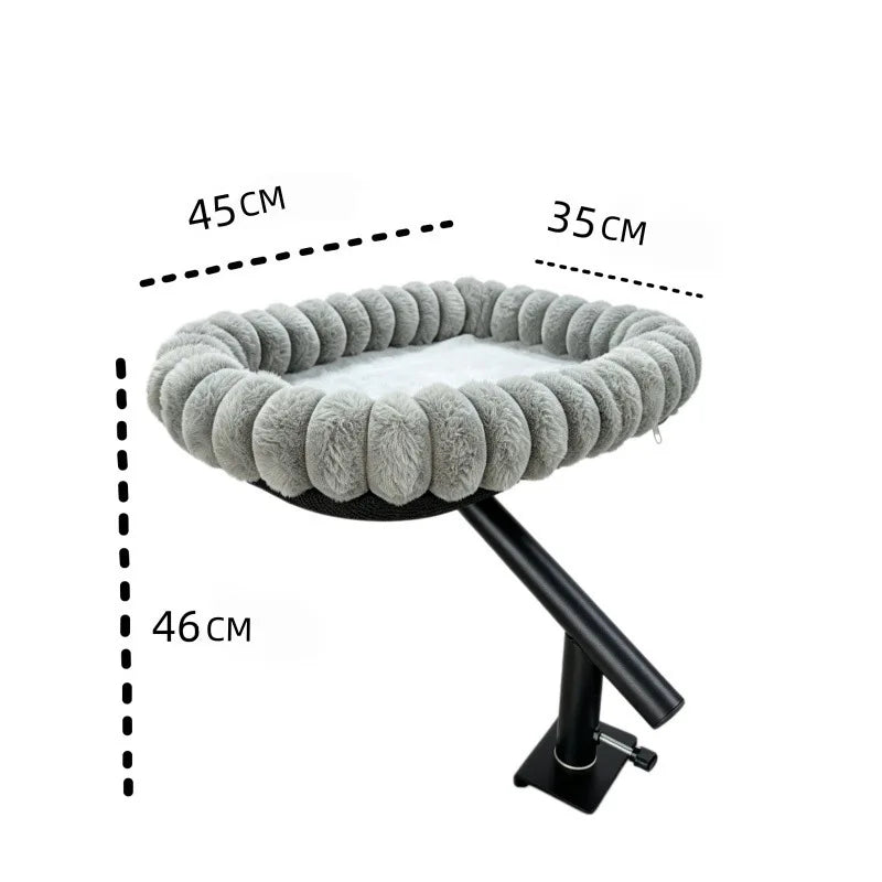 Hamac pour Chat de Bureau à Bras Pivotant 360°, Bord Boudiné en Peluche Grise, 45 x 35 cm, vue 6