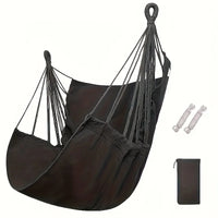 Chaise Hamac Suspendue Noire en Polyester avec Sac de Rangement, 100 x 130 cm, vue 7