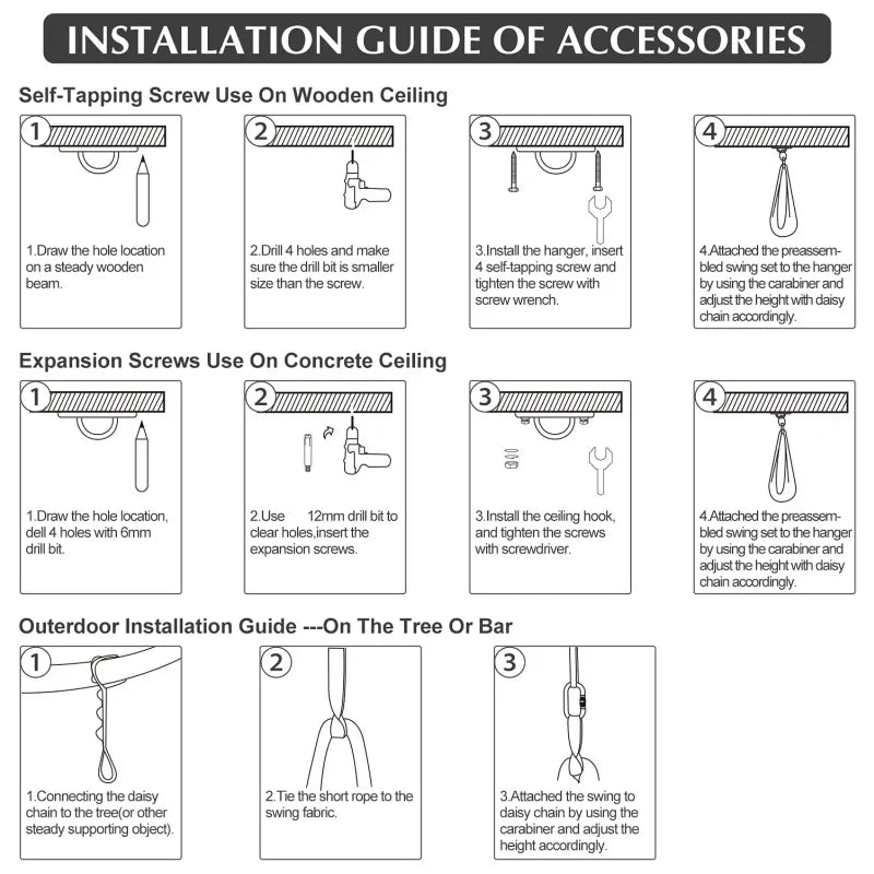 Hamac Suspendu Élastique en Polyamide, 150 x 280 cm, Kit de Fixation, Yoga Aérien, vue 6