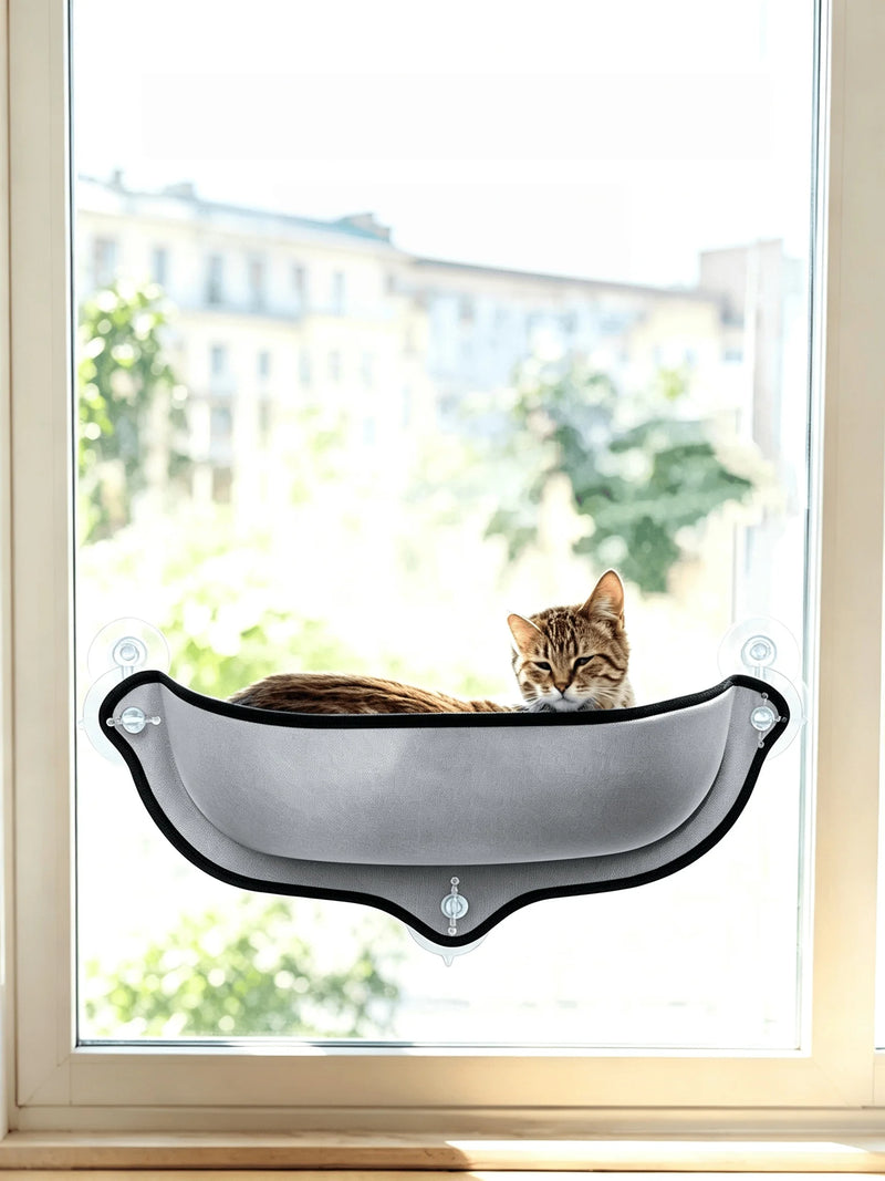 Hamac pour Chat de Fenêtre en Forme de Bol à Ventouses, Gris, 52 cm, vue 5