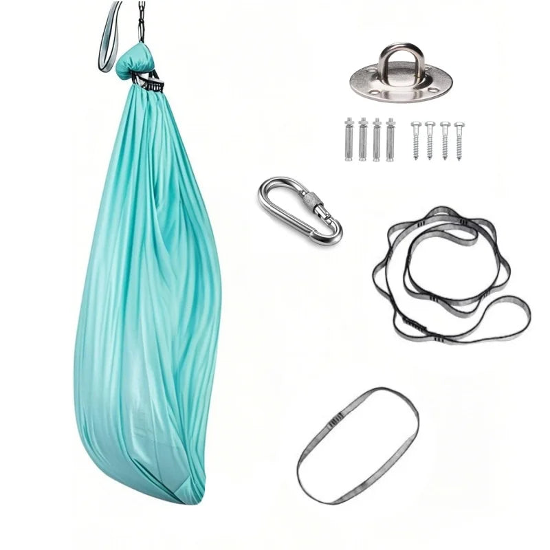 Hamac Suspendu Élastique en Polyamide, 150 x 280 cm, Kit de Fixation, Yoga Aérien, vue 22