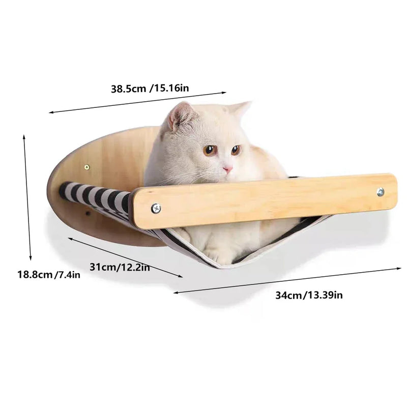 Hamac mural pour chat, griffoir et escalier en bois et sisal à la pièce, vue 9