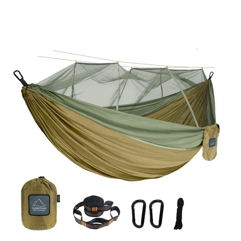 Hamac de Camping avec Moustiquaire en Nylon, 1 ou 2 Places, Sangles