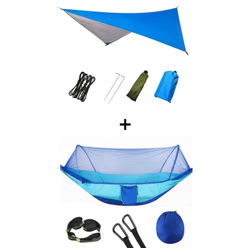 Hamac de camping pop-up avec moustiquaire et bâche de protection, 250 x 120 cm, vue 20