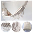 Hamac Macramé à Franges, Toile Blanc Cassé 200 x 100 cm, Charge Annoncée 120 kg