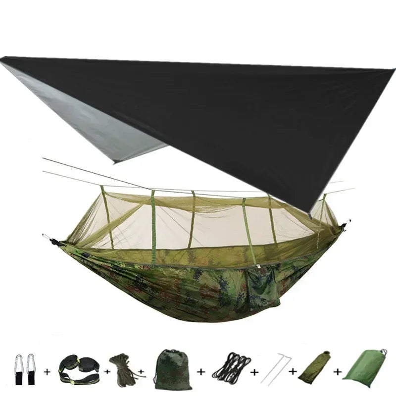Hamac de Camping Double Moustiquaire, Bâche Imperméable et Sangles, 260 x 140 cm, vue 30