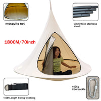 Tente Hamac Suspendue en Cocon, Diamètre 180 cm, Moustiquaire et Toile Imperméable, vue 5