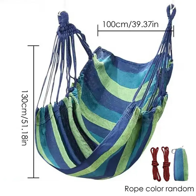 Chaise Hamac Suspendue en Toile Épaisse 130 x 100 cm, Rayée ou Unie, 6 Coloris, vue 6