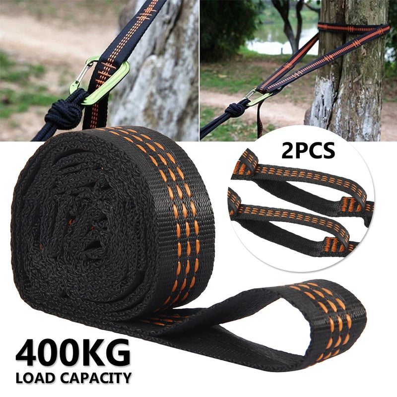 Sangles de Hamac Nylon Noir Orange pour Arbres, Lot de 2 à 6, vue 2