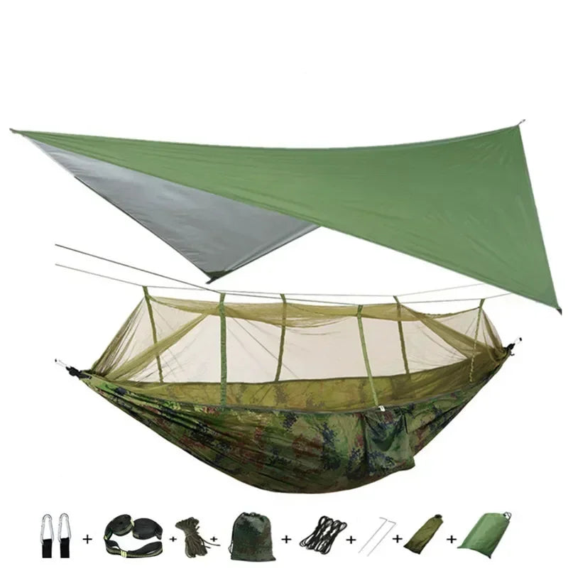 Hamac de Camping Double Moustiquaire, Bâche Imperméable et Sangles, 260 x 140 cm, vue 18