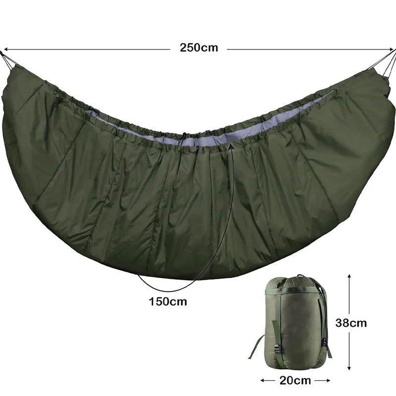 Sous-Couette pour Hamac d'Hiver 250 x 150 cm, Coque Nylon, 2 Mousquetons, Vert ou Rouge Foncé, vue 4