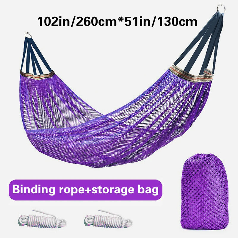 Hamac Filet en Nylon pour Jardin et Camping, 1 Place, 260 x 130 cm, vue 6