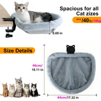 Hamac pour Chat de Bureau à Pince, Pliable en Un Clic, Demi-circulaire en Peluche Grise, 44 x 46 cm, vue 6