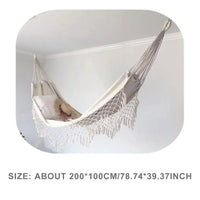 Hamac Macramé à Franges, Toile Blanc Cassé 200 x 100 cm, Charge Annoncée 120 kg, vue 7