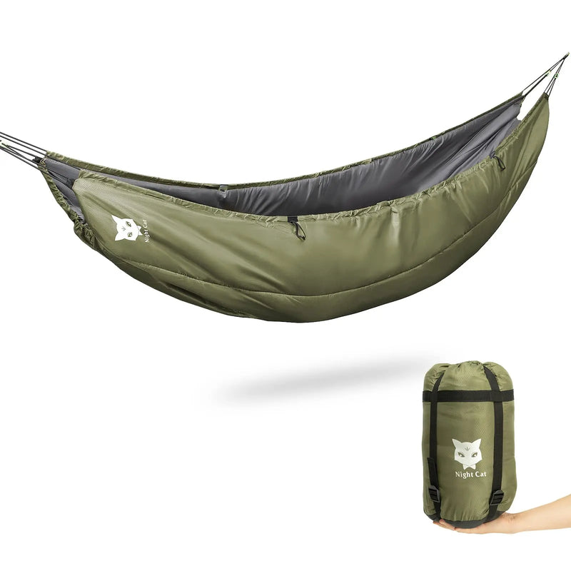 Sous-Couette pour Hamac Isolante 240 x 110 cm, Coton Creux 250 g/m², Camouflage ou Vert Militaire, vue 7