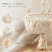 Hamac Chat Macramé Suspendu Bohème avec Coussin, 30 ou 40 cm, vue 3