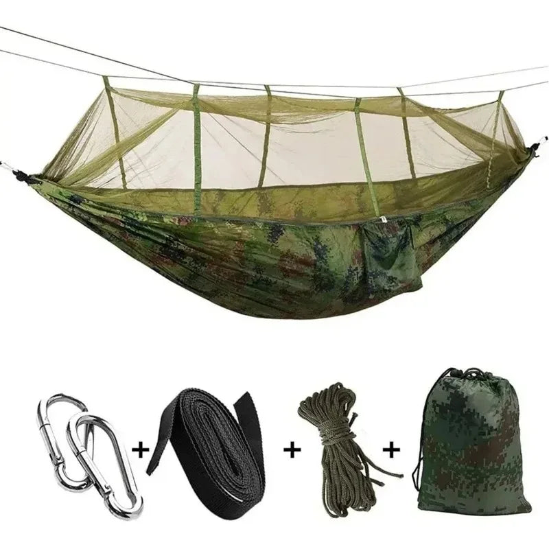 Hamac de Camping avec Moustiquaire, Nylon 210T Ripstop, 260 x 140 cm, Bâche à la Pièce, vue 7