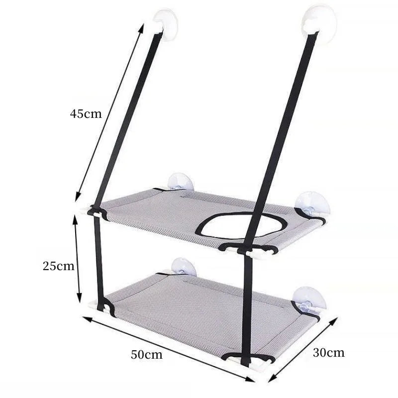Hamac pour Chat de Fenêtre Double Étage avec Tunnel, à Ventouses, 51 x 31 cm, vue 4