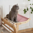 Hamac pour Chat en Bois, Perchoir de Fenêtre 3 en 1, Toile Grise, 47 x 38 cm