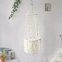 Hamac pour Chat Suspendu en Macramé Blanc Cassé à Longues Franges, Taille M ou L, vue 2