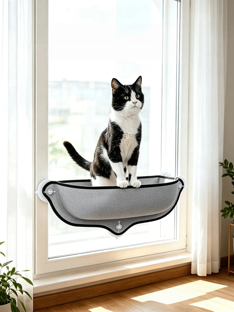 Hamac pour Chat de Fenêtre en Forme de Bol à Ventouses, Gris, 52 cm, vue 4
