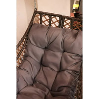 Fauteuil Suspendu Tressé avec Toit et Pied en C, Coussin Gris, 4 Coloris, vue 5