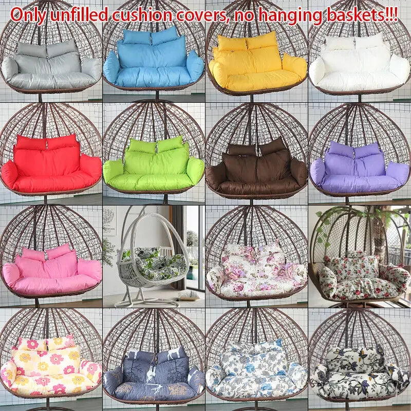 Housse de Coussin pour Fauteuil Suspendu Œuf Double 110 cm, sans Garnissage, 16 Coloris et Motifs, vue 3