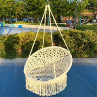 Chaise Hamac Suspendue en Macramé avec Franges, Siège Rond, 8 Coloris, vue 3