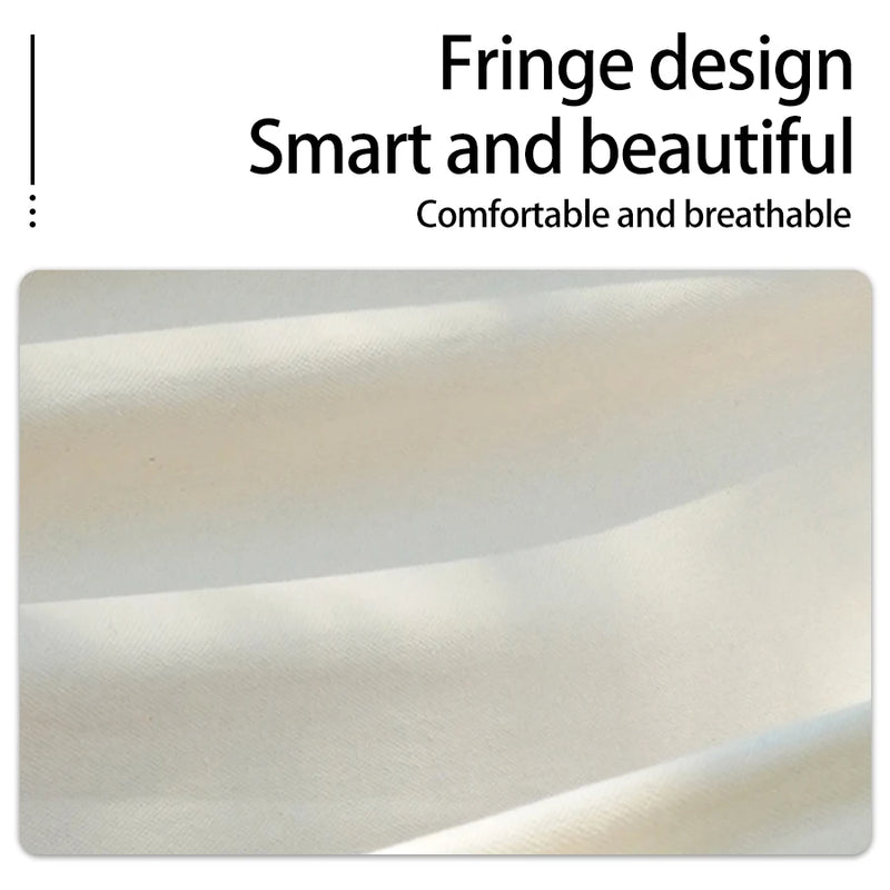 Hamac à franges style bohème en tissu crème, 200 x 150 cm, avec sangles et mousquetons, vue 5