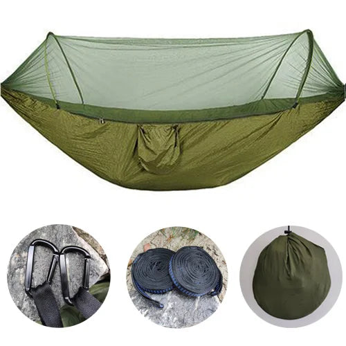 Hamac de camping double avec moustiquaire, sangles et bâche en option, vue 8