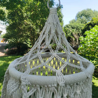 Chaise Hamac Suspendue en Macramé Écru, Forme Conique, Coussin Rond, 3 Tailles, vue 2
